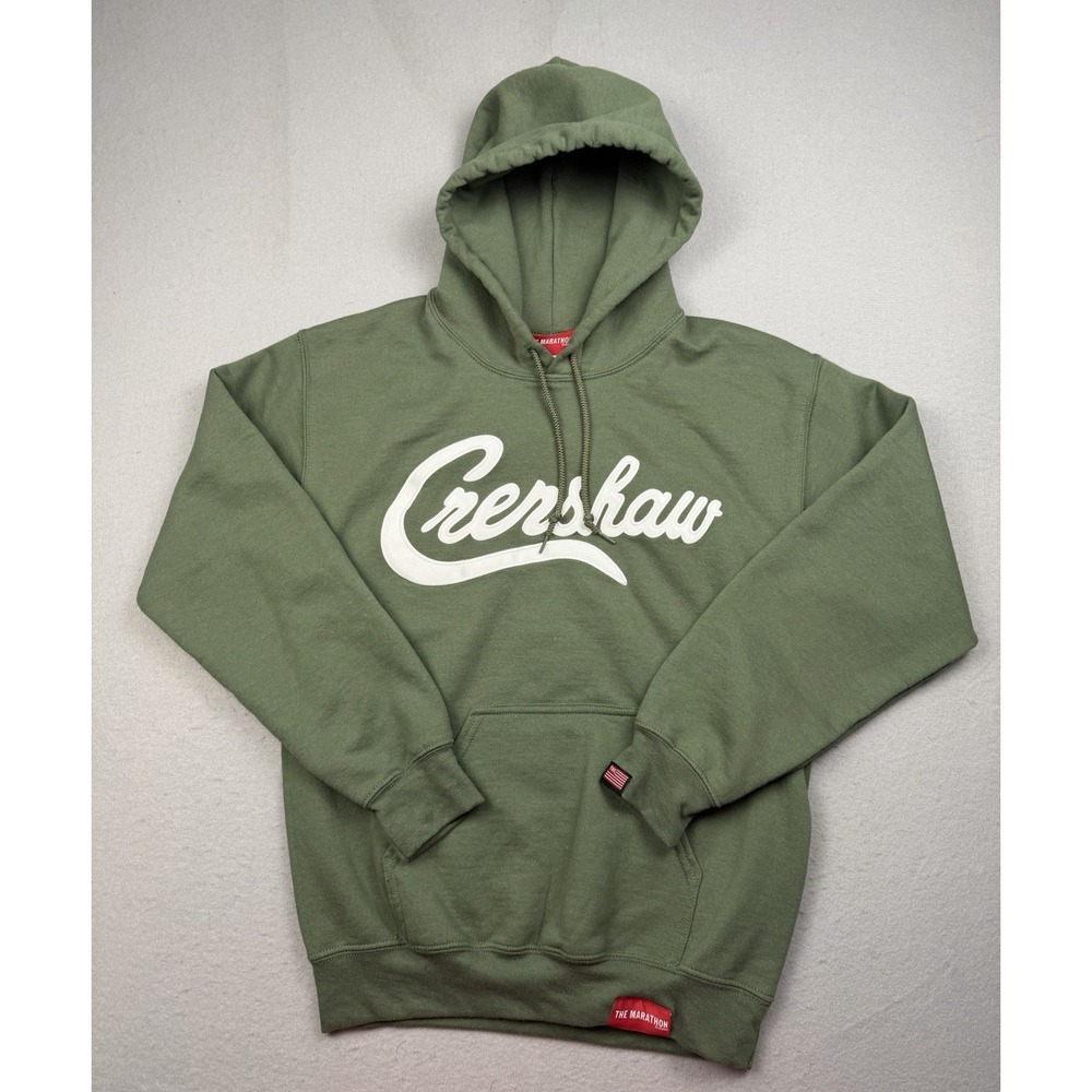 The Marathon Clothing Men's Green Crenshaw Graphic Pullover Hoodie Size S